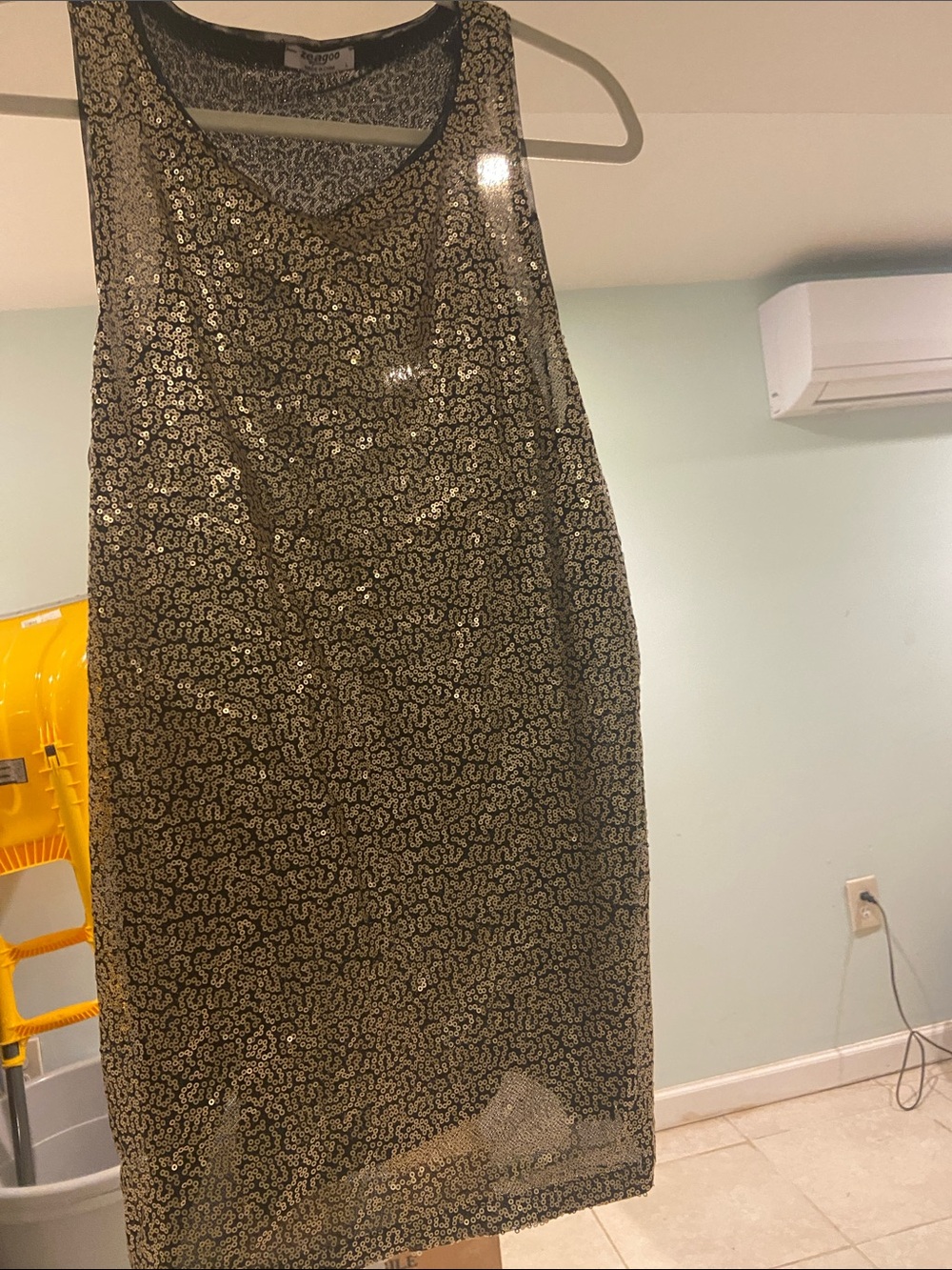 Sleeveless Gold Sequin Shift top